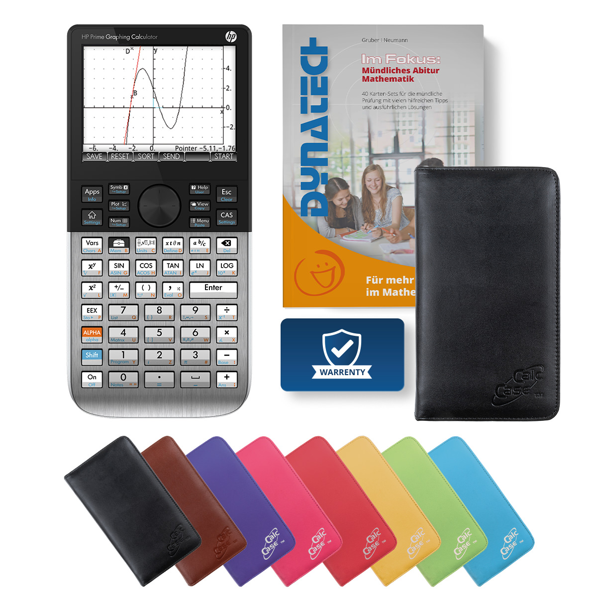 HP-Prime CAS Grafikrechner Classic Bundle mit Schutztasche & Fachbuch 