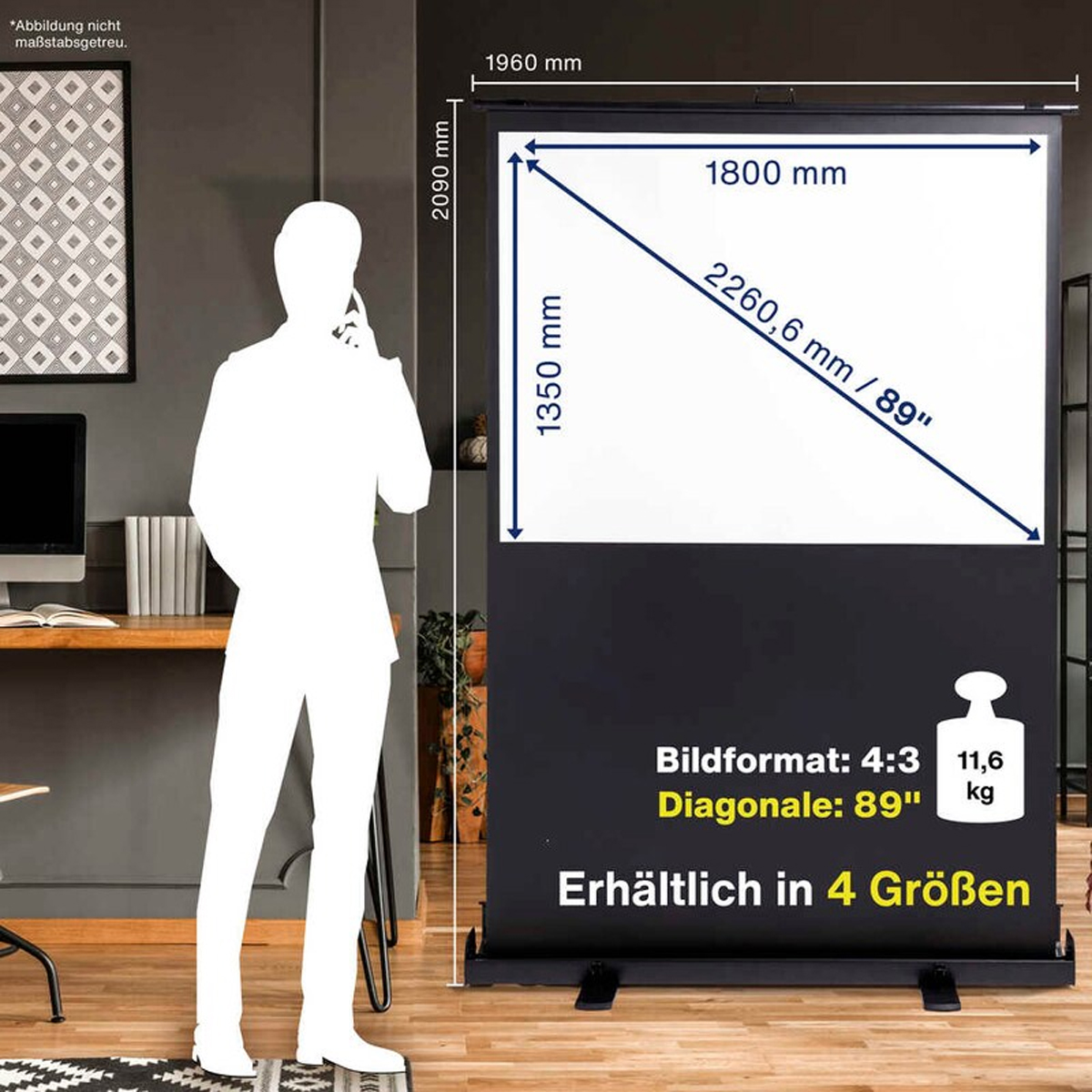 Magnetoplan mobile Pull-Up Bodenleinwand 4:3, 1350 x 1800 mm 