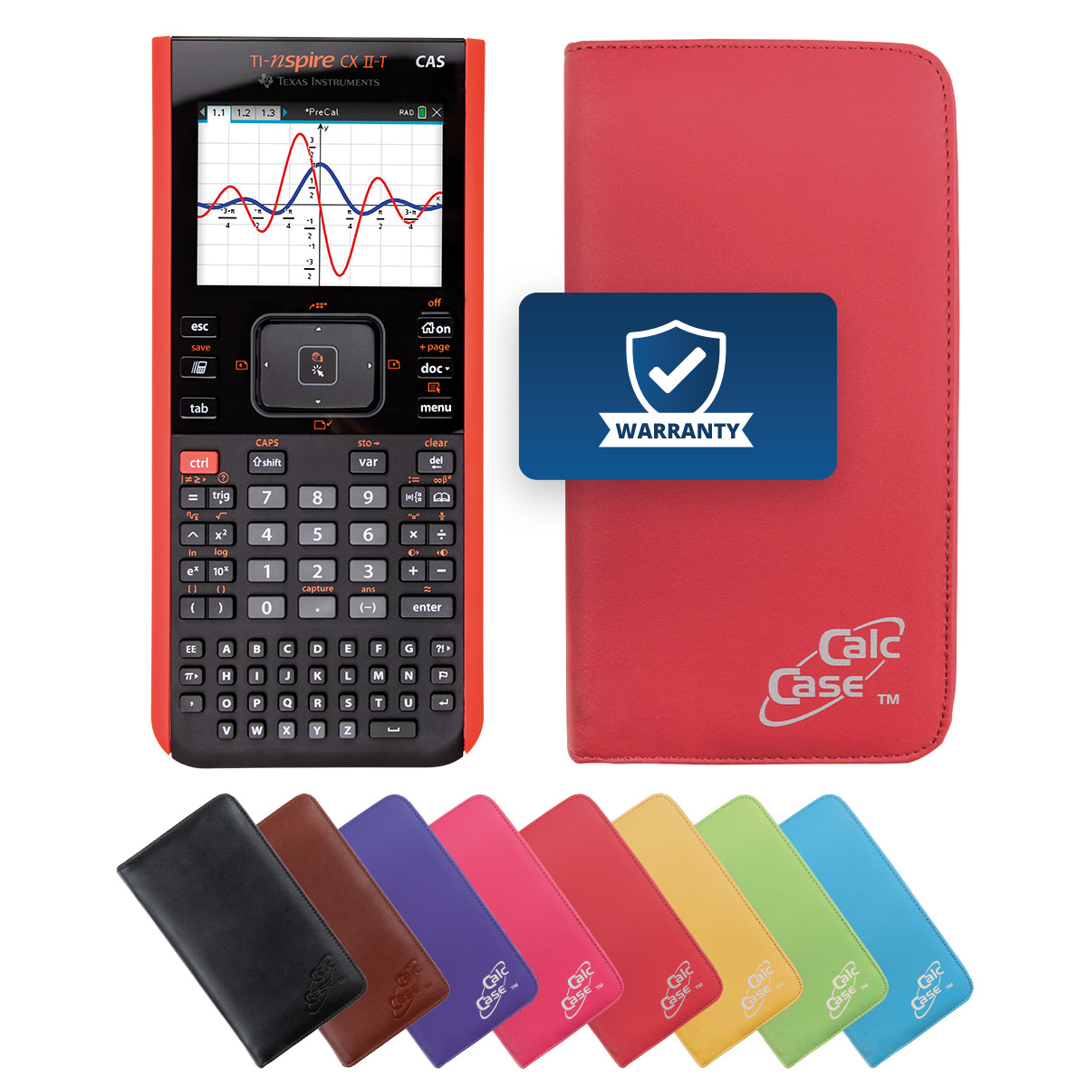 TI-Nspire CX II-T CAS Grafikrechner mit Schutztasche rot 
