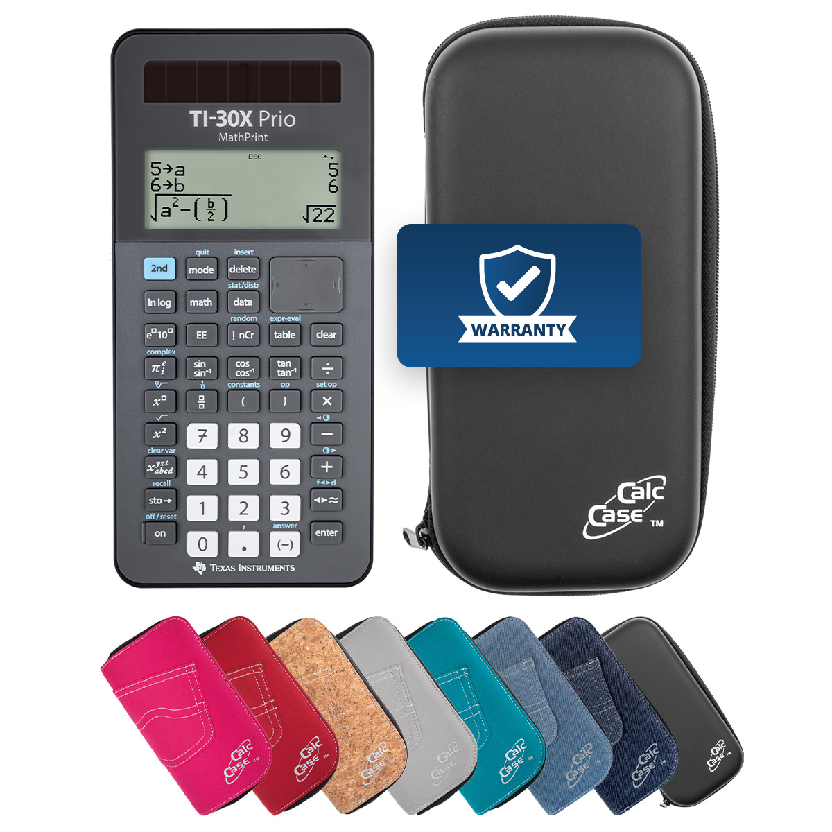 TI-30X Prio MathPrint Schulrechner Basic Bundle mit Schutztasche 