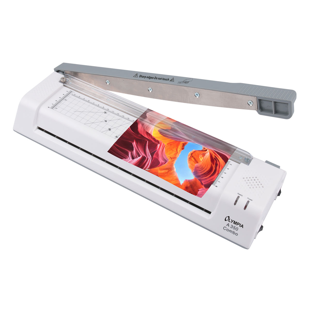 Olympia A 350 Combo Laminiergerät mit Hebel-Papierschneidemaschine A3, 330mm maximal, 8 Blatt 3 Schnittarten, 