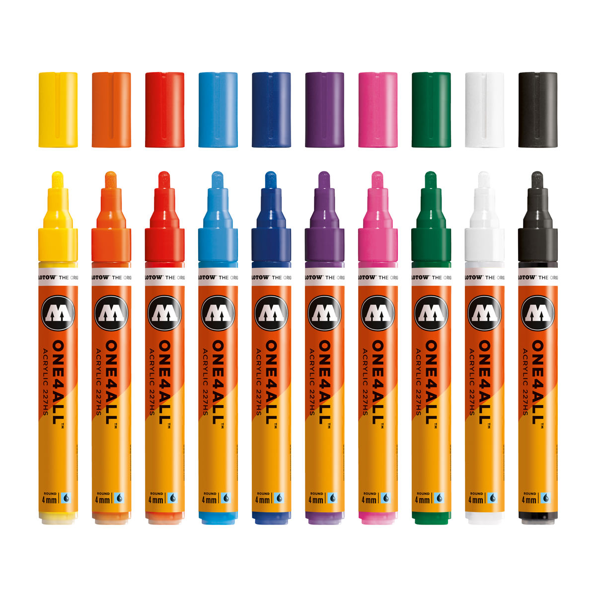 Molotow Acrylmarker ONE4ALL ACRYLIC 227HS 10er Etui, 4 mm, Basic Set 1 