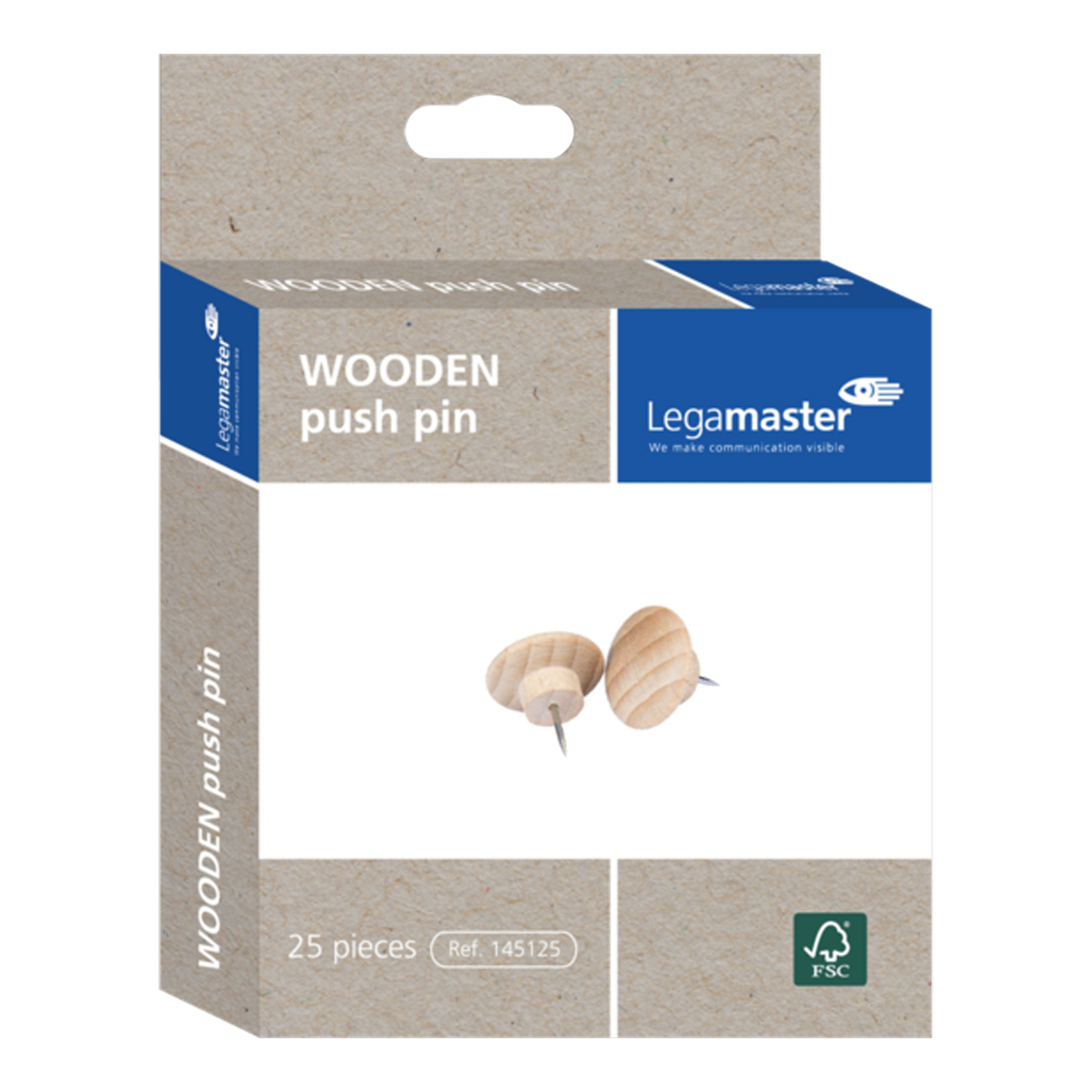 Legamaster 7-145125 Pinnadel WOODEN, Ø 20 mm, 25 Stück