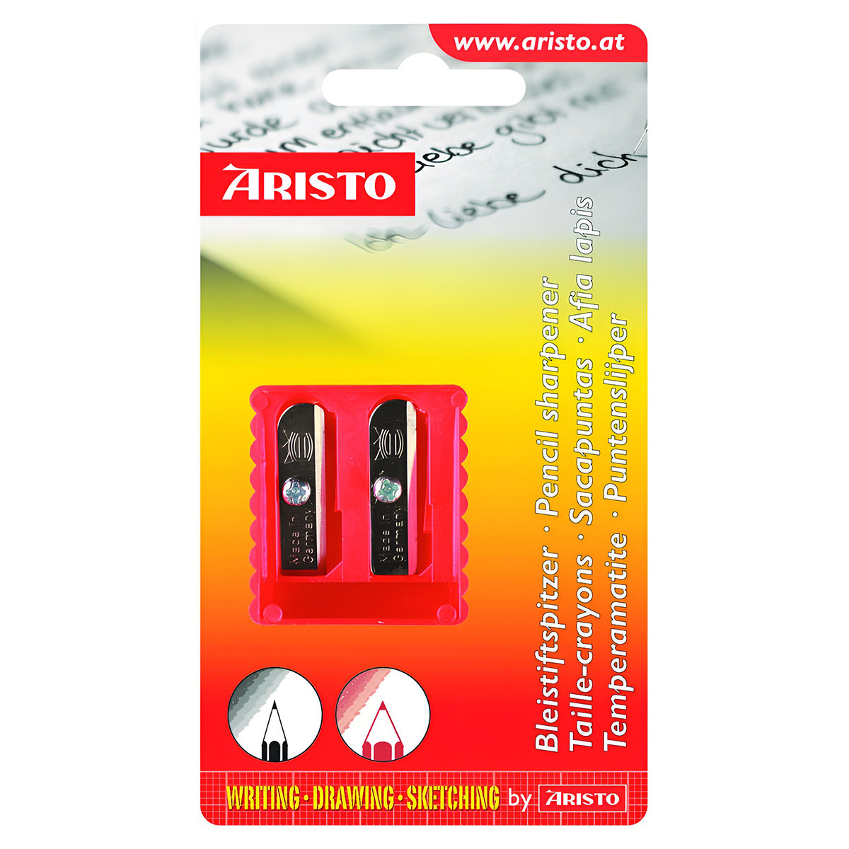 Aristo Farb- und Bleistiftspitzer doppelt, Kunststoff, im Blister 