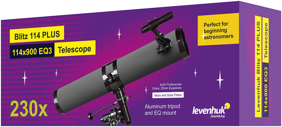 Levenhuk Blitz 114 PLUS Telescope 228x, Reflektor mit 900 mm Brennweite, f/7.9, äquatorial 