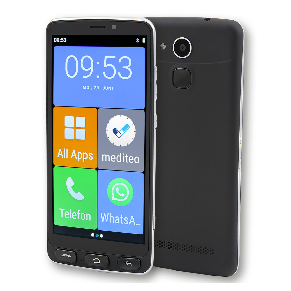 Olympia NEO Smartphone 4G schwarz - extragroße visuelle Darstellung der Bedieneroberfläche, HAC, 8 MP Kamera, Android 10, Dual SIM