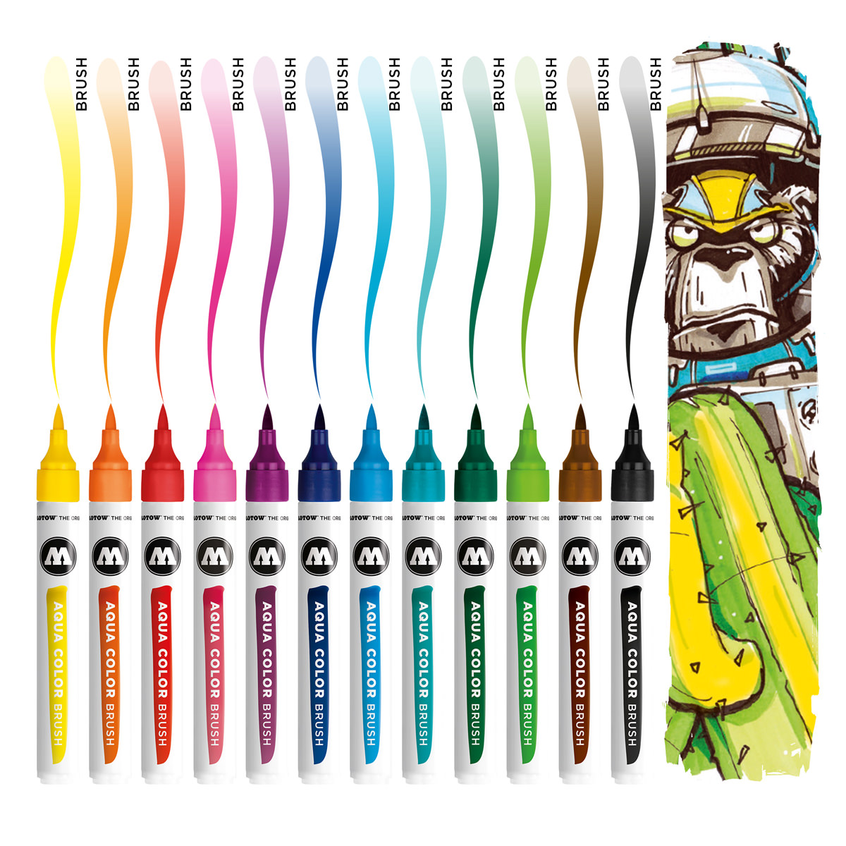 Molotow Marker AQUA COLOR BRUSH 12er Etui, Basic Set 1, sortiert 
