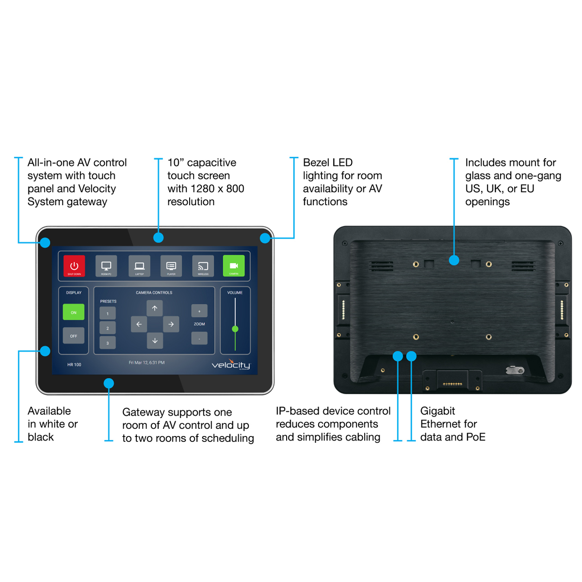 Atlona AT-VTPG-1000VL-WH Velocity 10'' Touch-Panel mit Gateway 