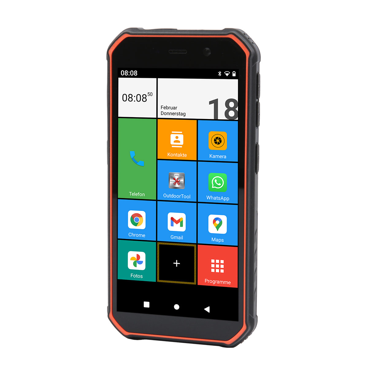 Olympia TREK Outdoor Smartphone schwarz/orange I Großer Akku I GPS/AGPS/GLONASS/BEIDOU I viele Sensoren I Hoher Schutz IP 68 I Dual-SIM