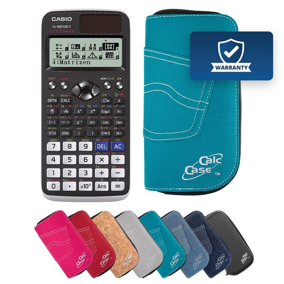 Casio FX-991 DE X Schulrechner mit Schutztasche türkis 