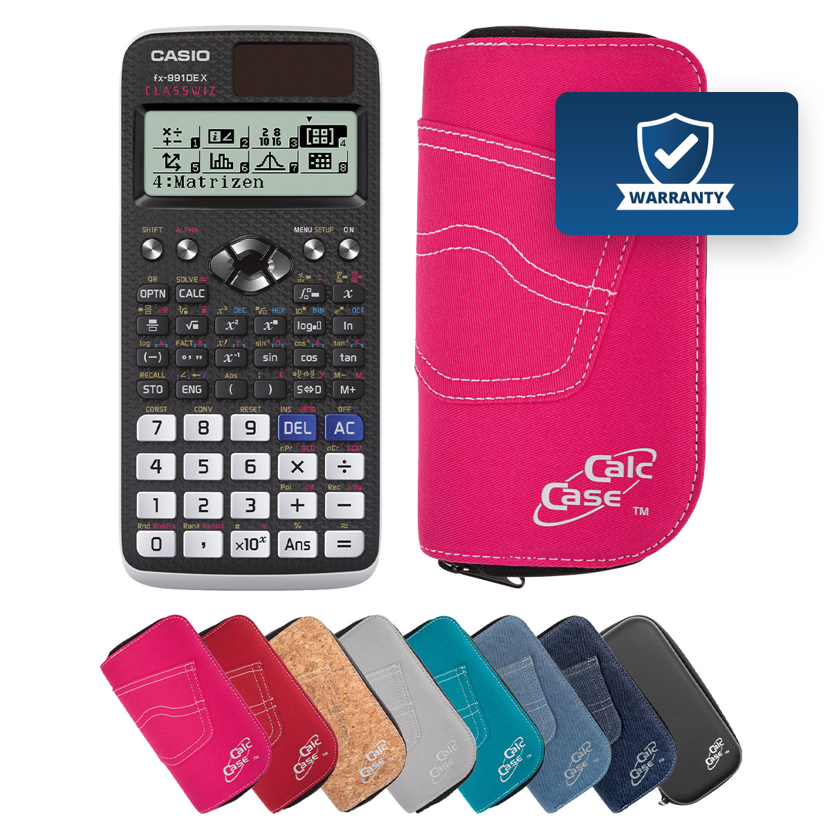 Casio FX-991 DE X Schulrechner mit Schutztasche pink 