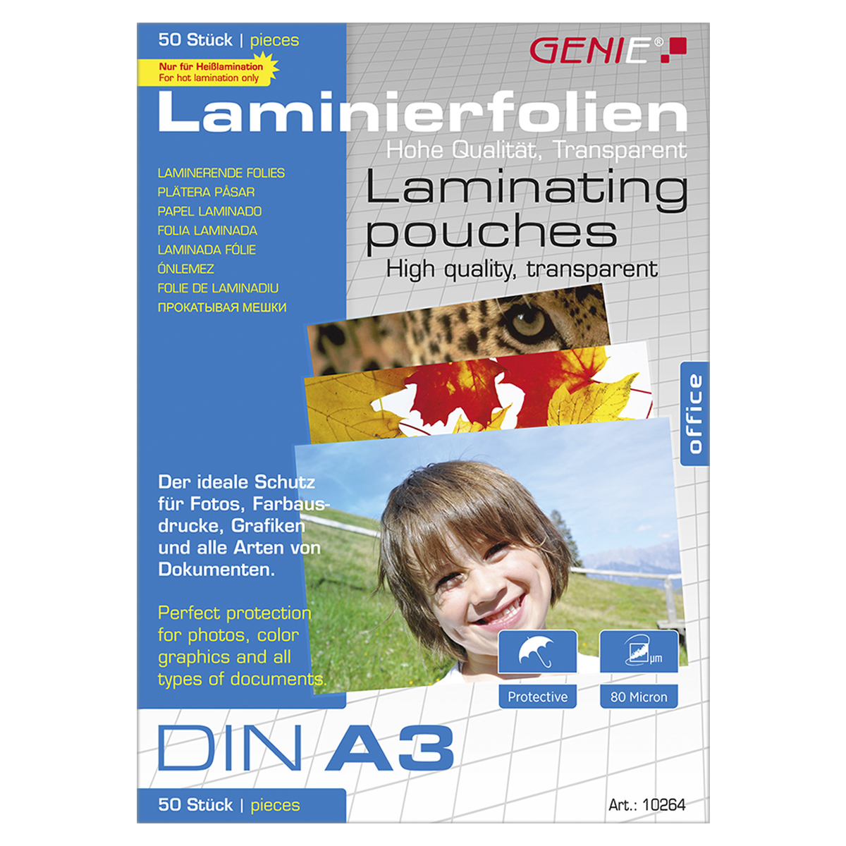 Genie 10264 Laminiertaschen A3,  Folien 50 Stück Packung 
