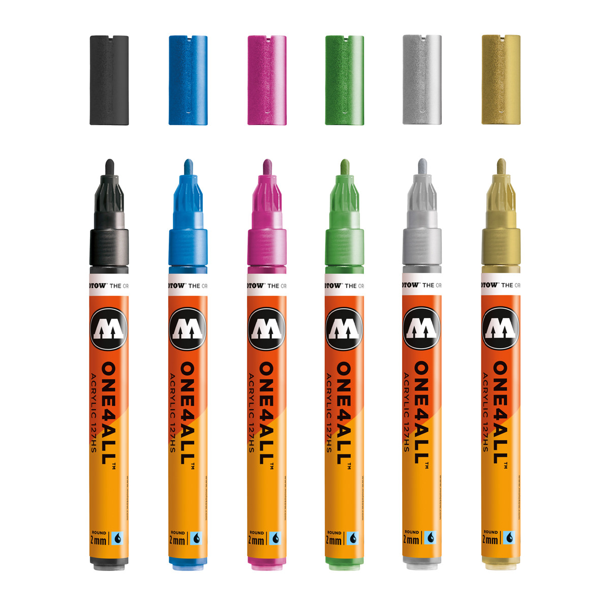 Molotow Acrylmarker ONE4ALL ACRYLIC 127HS 6er Etui, Metallic Set, sortiert 