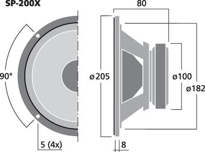 MONACOR SP-200X Hi-Fi-Breitbandlautsprecher, 35 W, 8 O
