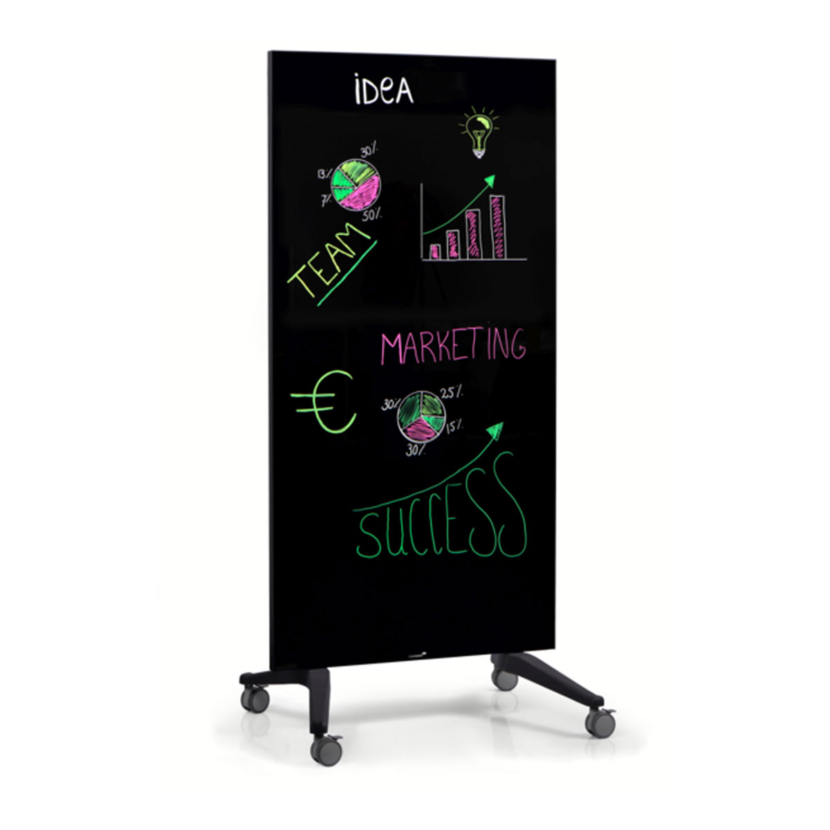 Legamaster 7-105200 mobile Glasboard 90 x 175 cm, schwarz