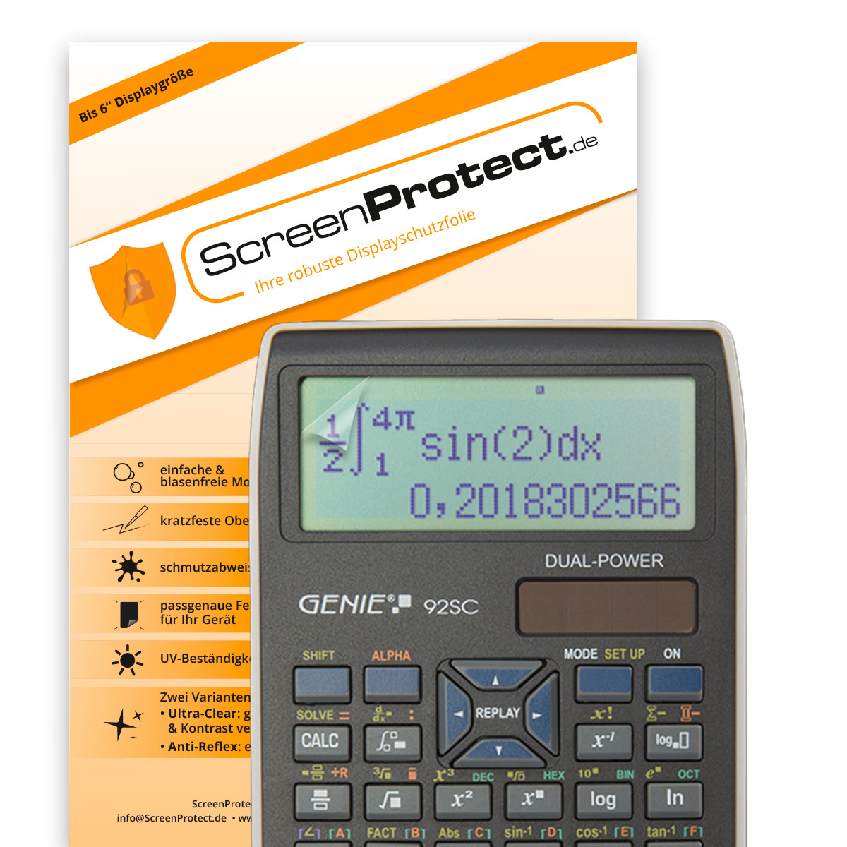 ScreenProtect Displayschutzfolie UltraClear für Genie 92 SC (Folie+Microfasertuch)
