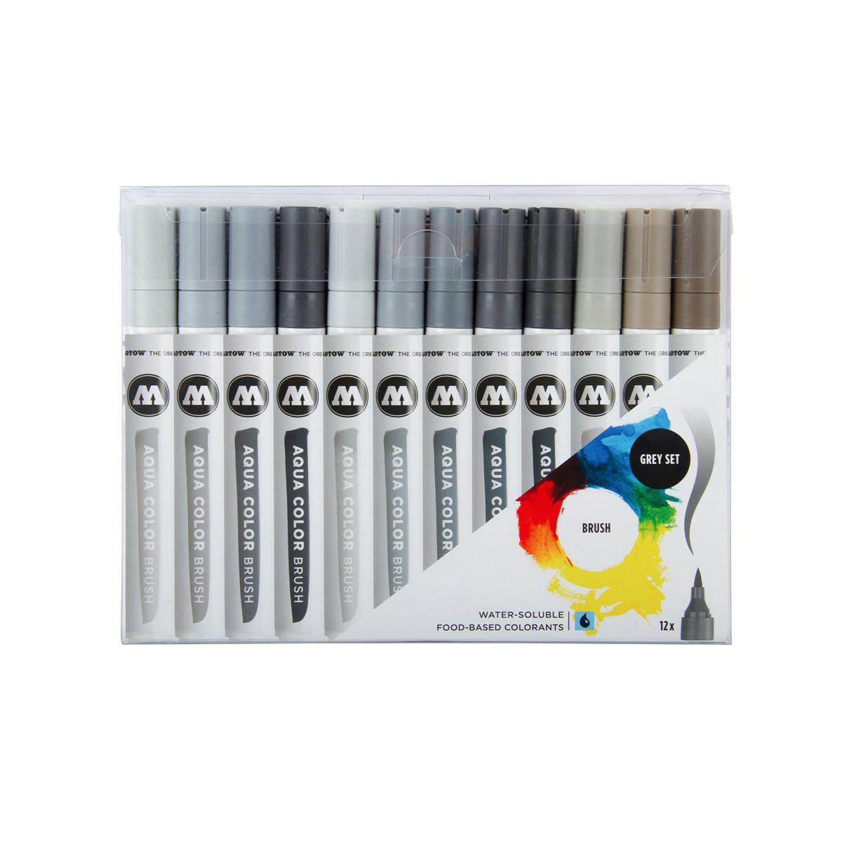 Molotow Marker AQUA COLOR BRUSH 12er Etui, Grey Set, sortiert 