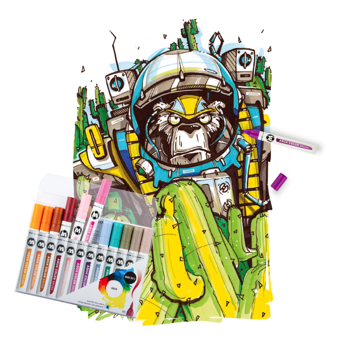 Molotow Marker AQUA COLOR BRUSH 12er Etui, Basic Set 2, sortiert 