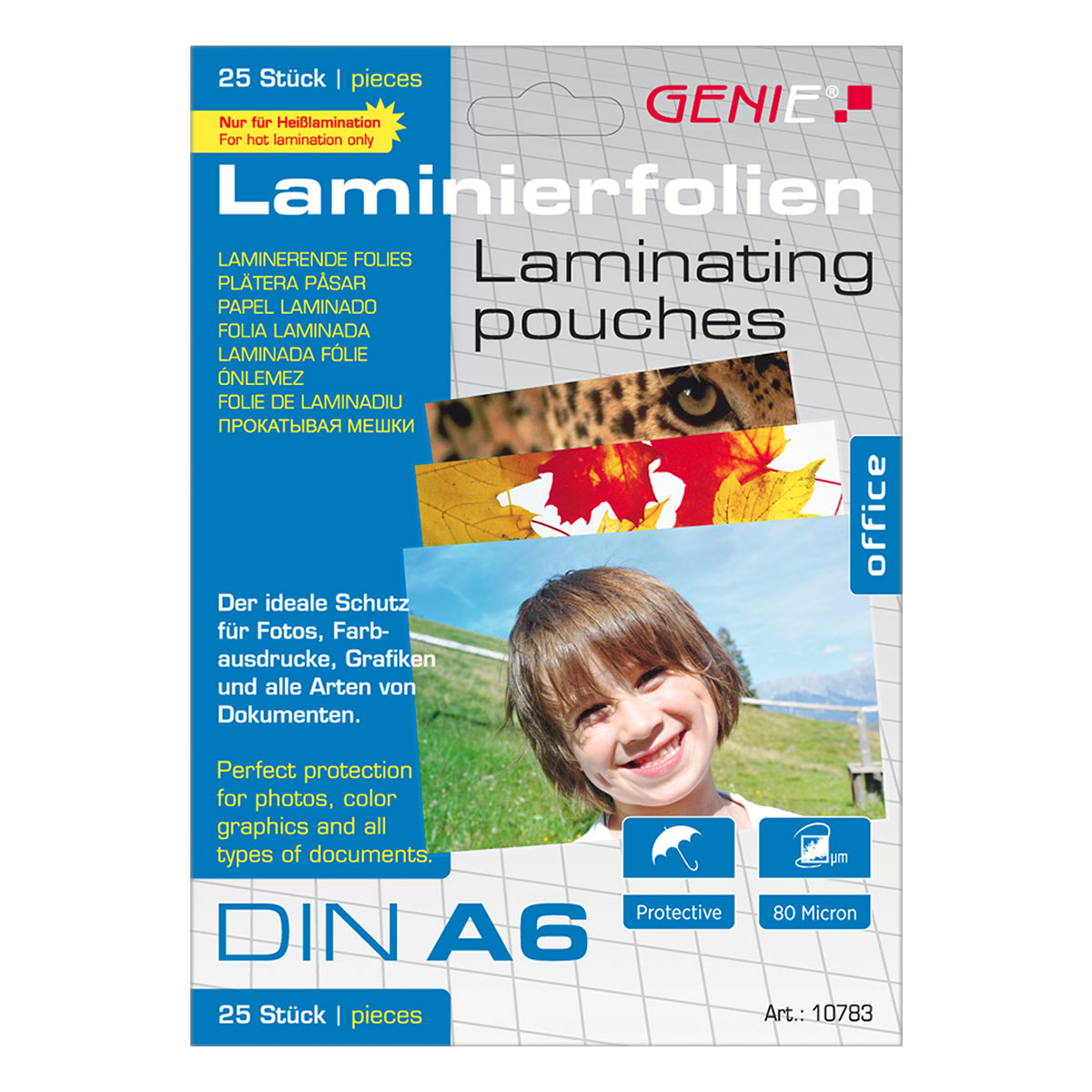 Genie 10783 Laminiertaschen A6, Folien 25 Stück Packung 