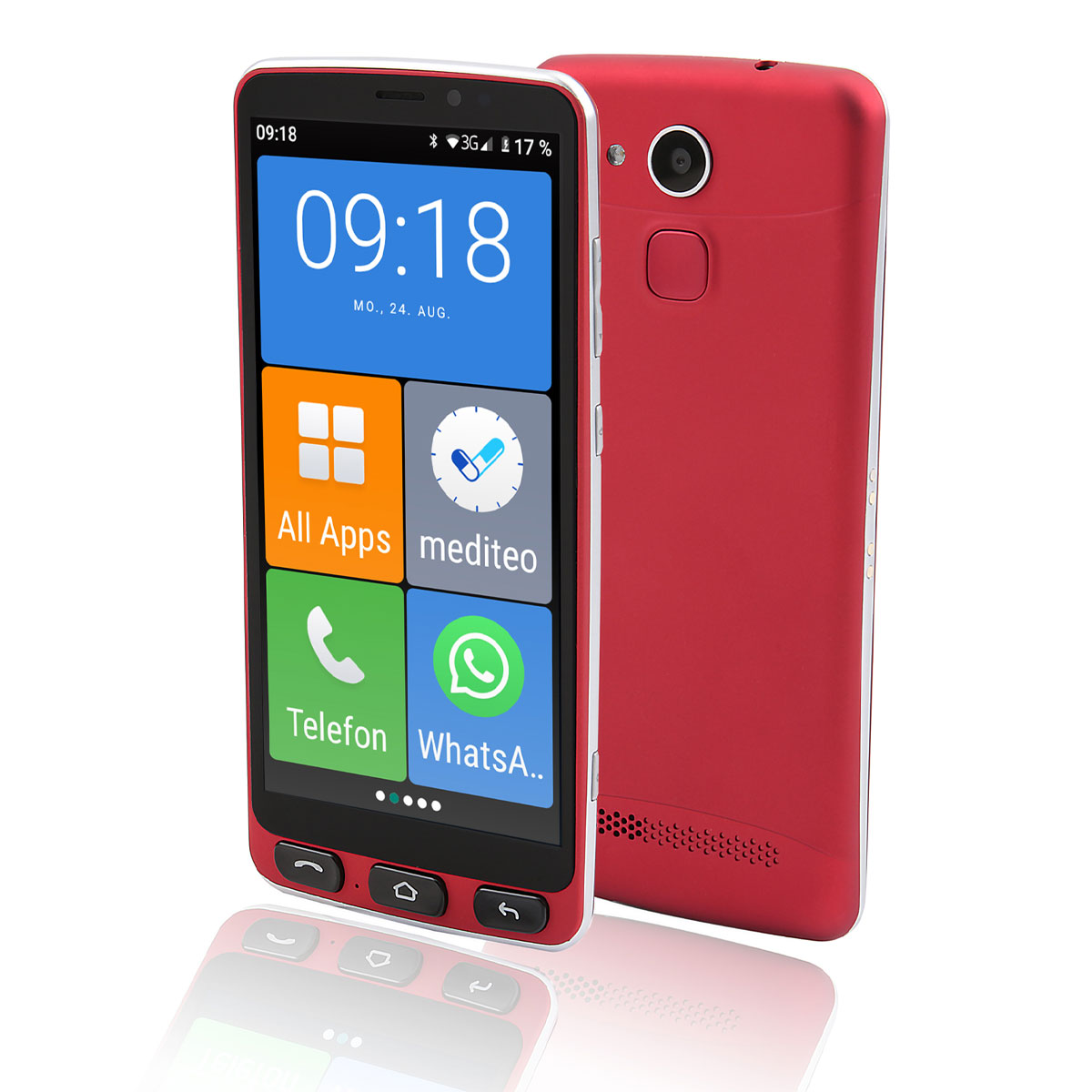 Olympia NEO Smartphone 4G rot - extragroße visuelle Darstellung der Bedieneroberfläche, HAC, 8 MP Kamera, Android 10, Dual SIM