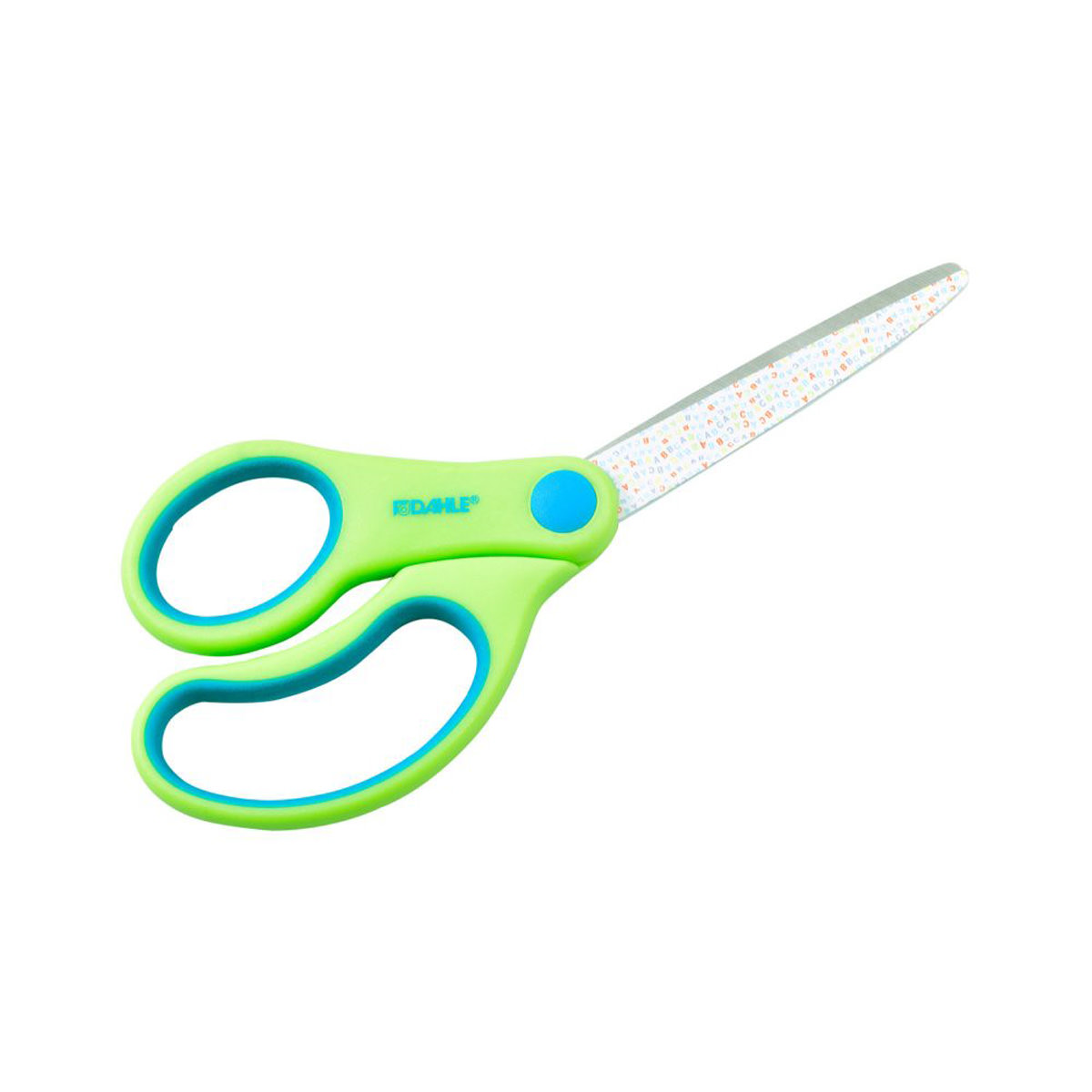 Dahle Kinderschere Kids spitz 5,5 Zoll (14cm) grün, Motiv: ABC, Linkshand 