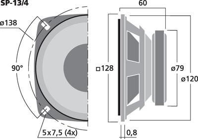 MONACOR SP-13/4 Universallautsprecher, 20 W, 4 O