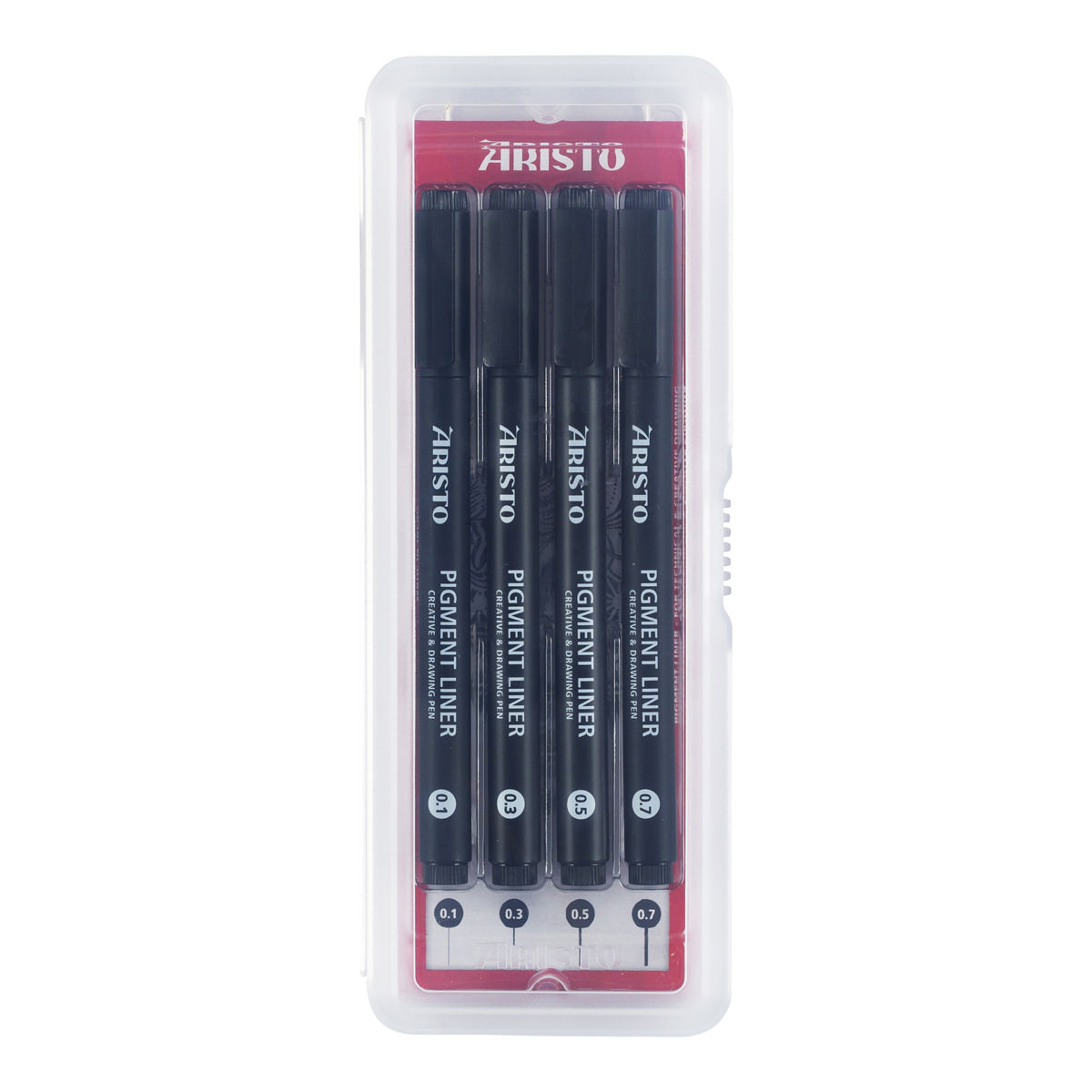 Aristo Pigment Liner 4er-Set schwarz, Stärken 0,1/0,3/0,5/0,7 mm 