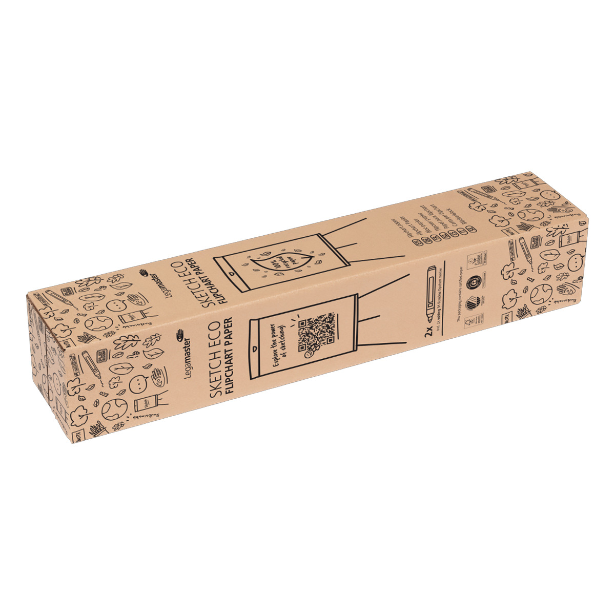 Legamaster 7-157625 Flipchart-Papierblock SKETCH ECO, Raster, 2x 50 Blatt