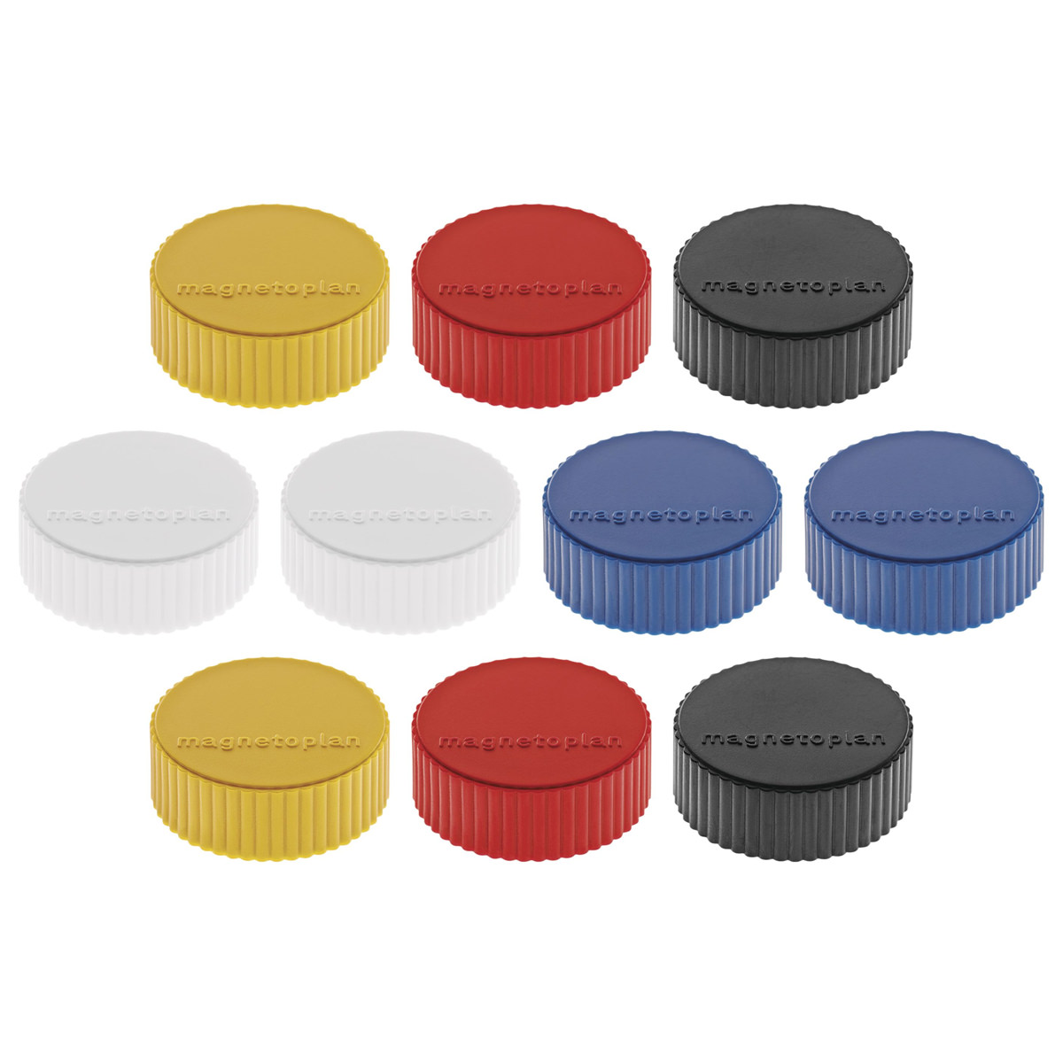 Magnetoplan 1660010 Magnete Discofix Magnum ⌀ 34 mm, 10 Stück, farblich sortiert