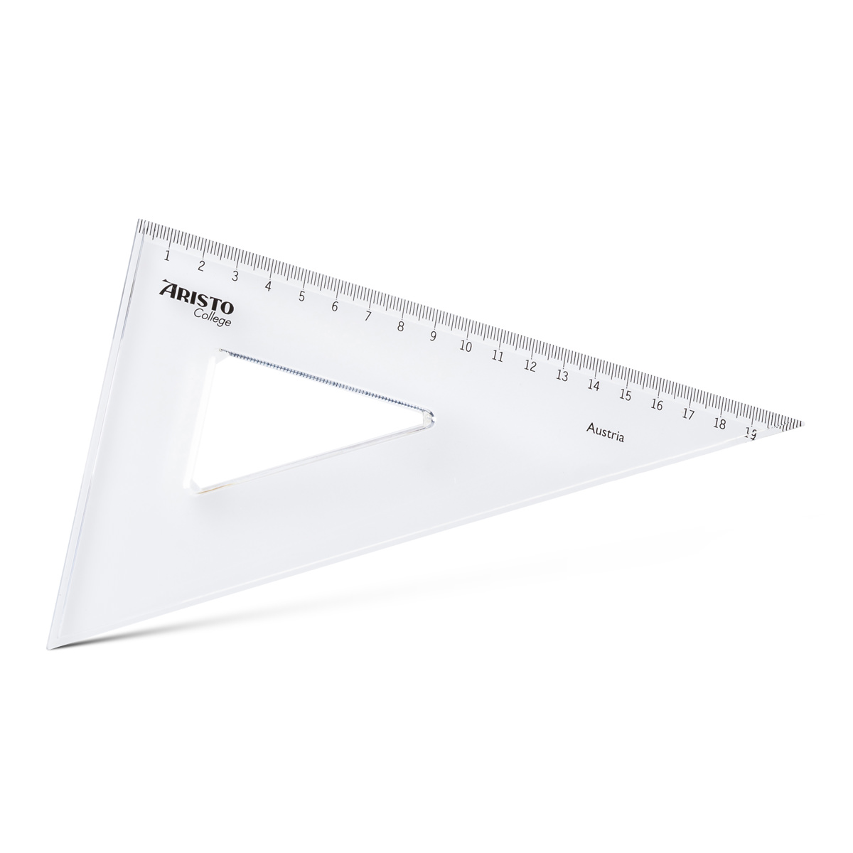 Aristo College Dreieck transparent 60 Grad, 20 cm, mm-Teilung, Hypotenuse von 23 cm, Tuschkante 