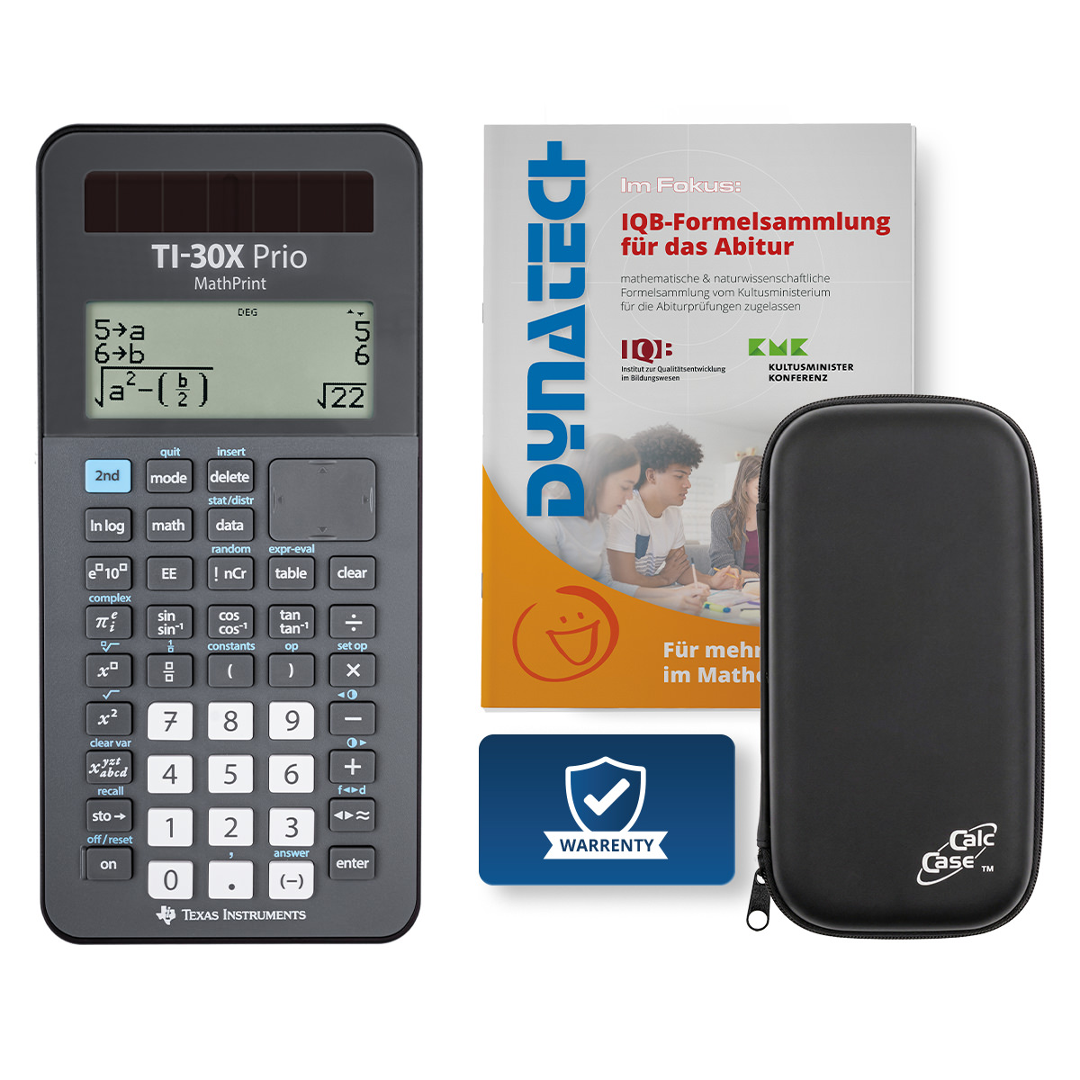 TI-30X Prio MP Schulrechner mit Schutztasche schwarz und Fachbuch 