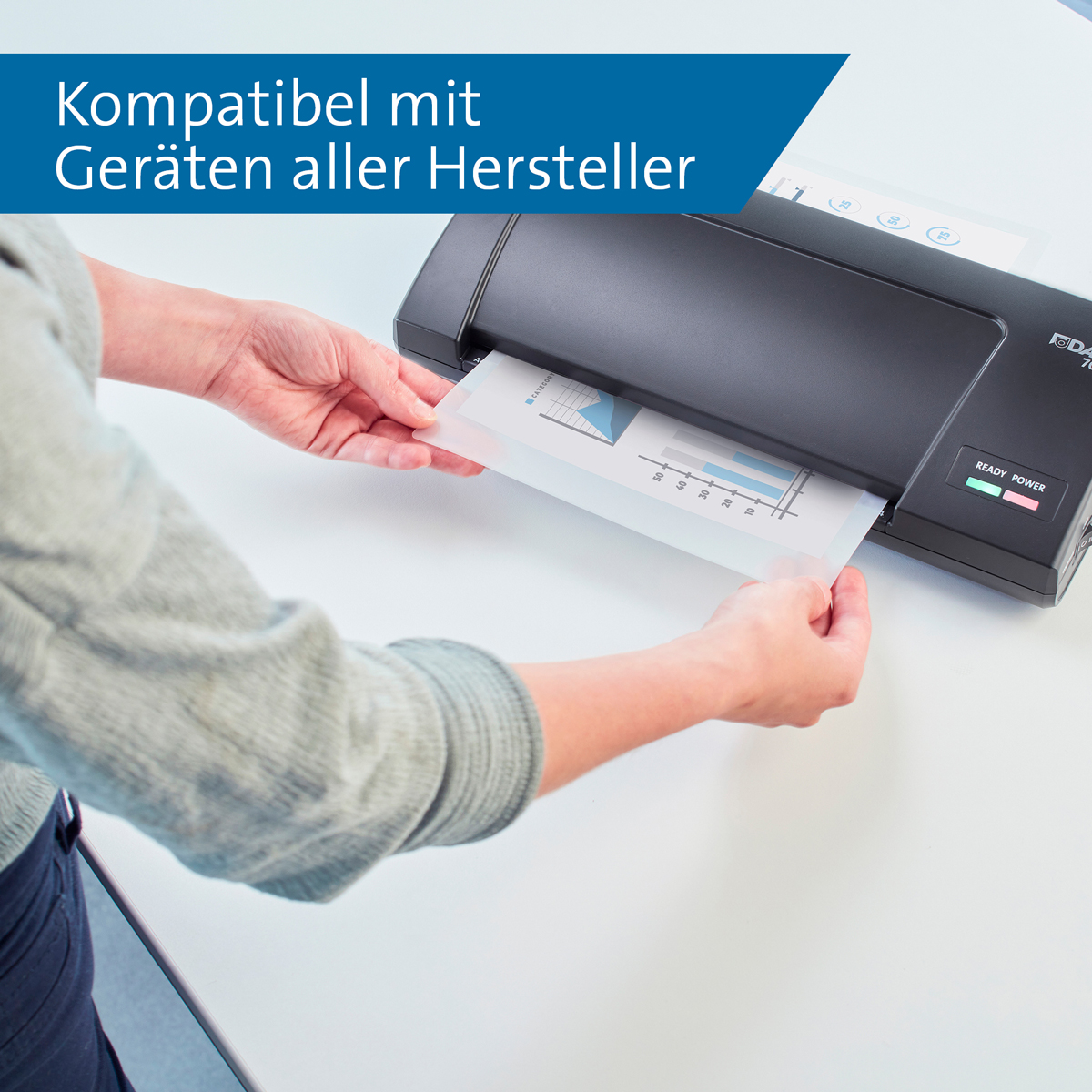 Laminiertaschen A4, 2x 80 mic je Seite, glänzend Spar-Pack aus 10 Kartons mit je 100 Stück