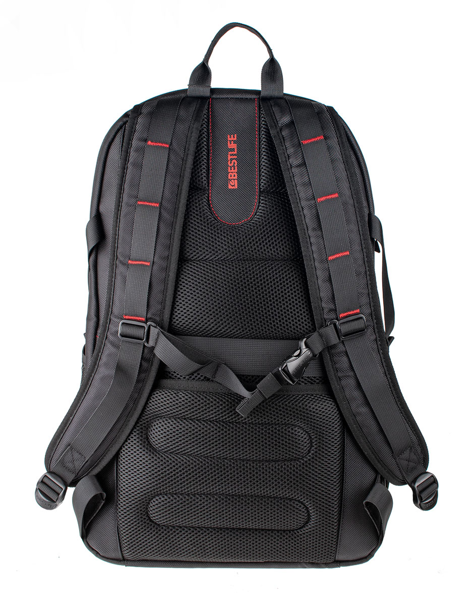 BestLife Gaming Chord RUCKSACK schwarz/rot Gaming Rucksack mit USB, Headsetfach, 17'' Laptop