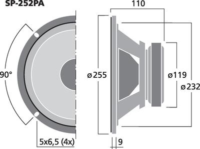 MONACOR SP-252PA Universal-Tiefmitteltöner, 75 W, 8 O