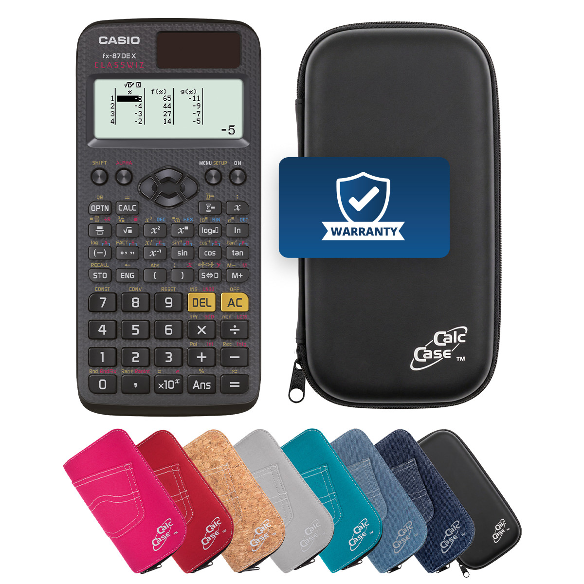 Casio FX-87 DE X Schulrechner und Schutztasche schwarz 