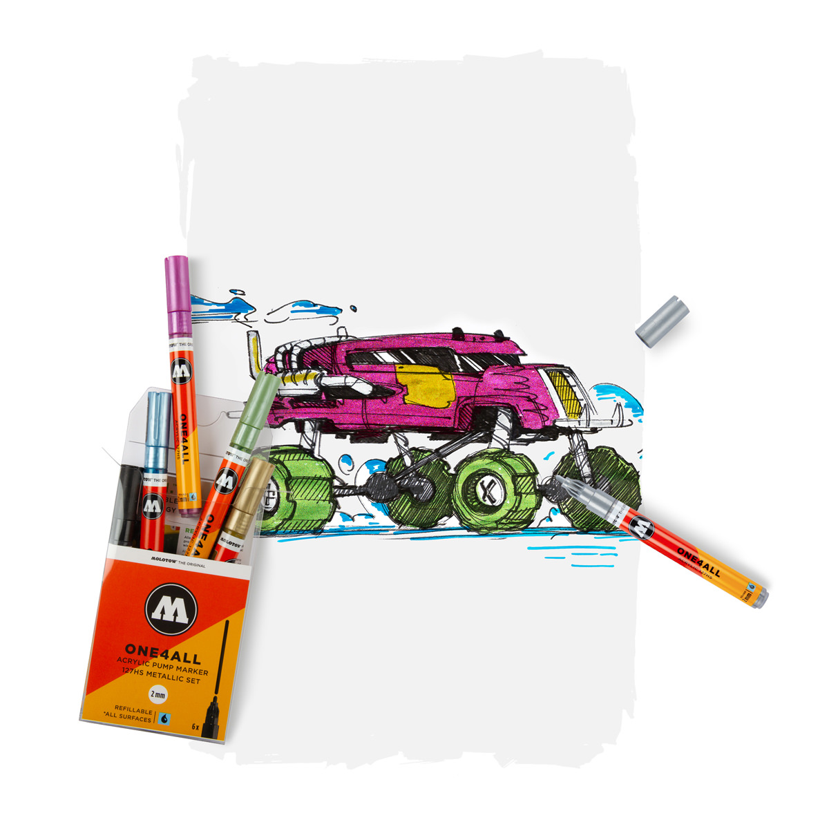 Molotow Acrylmarker ONE4ALL ACRYLIC 127HS 6er Etui, Metallic Set, sortiert 