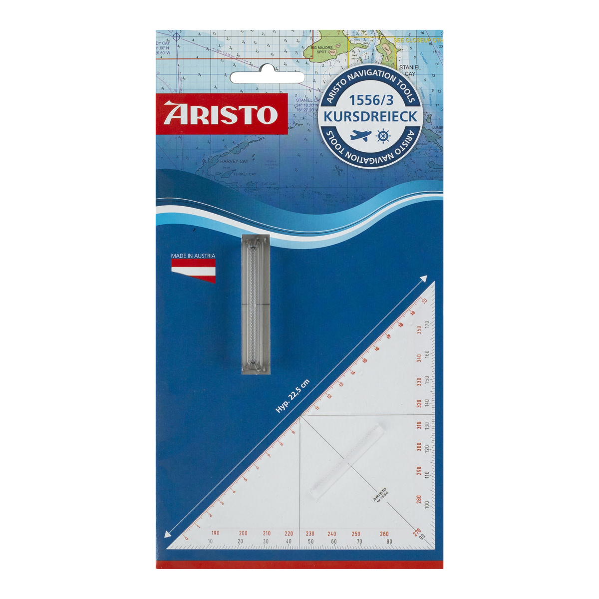 Aristo Kursdreieck 22,5 cm mit Griff, Winkelskalen 360/1, 20 cm 