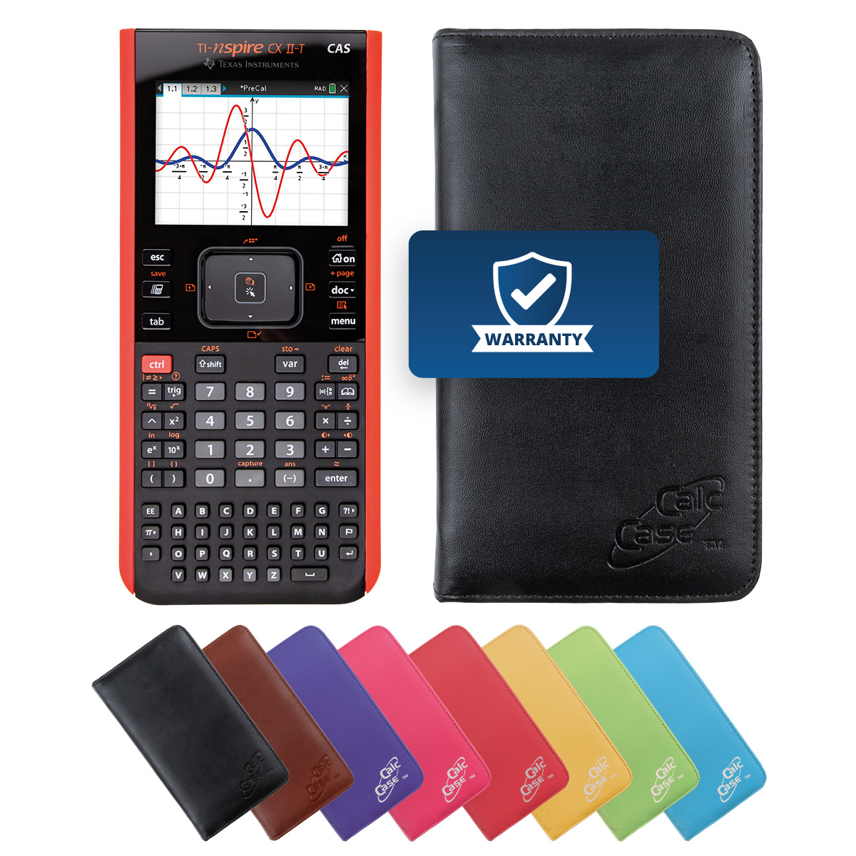 TI-Nspire CX II-T CAS Grafikrechner Basic Bundle mit Schutztasche 