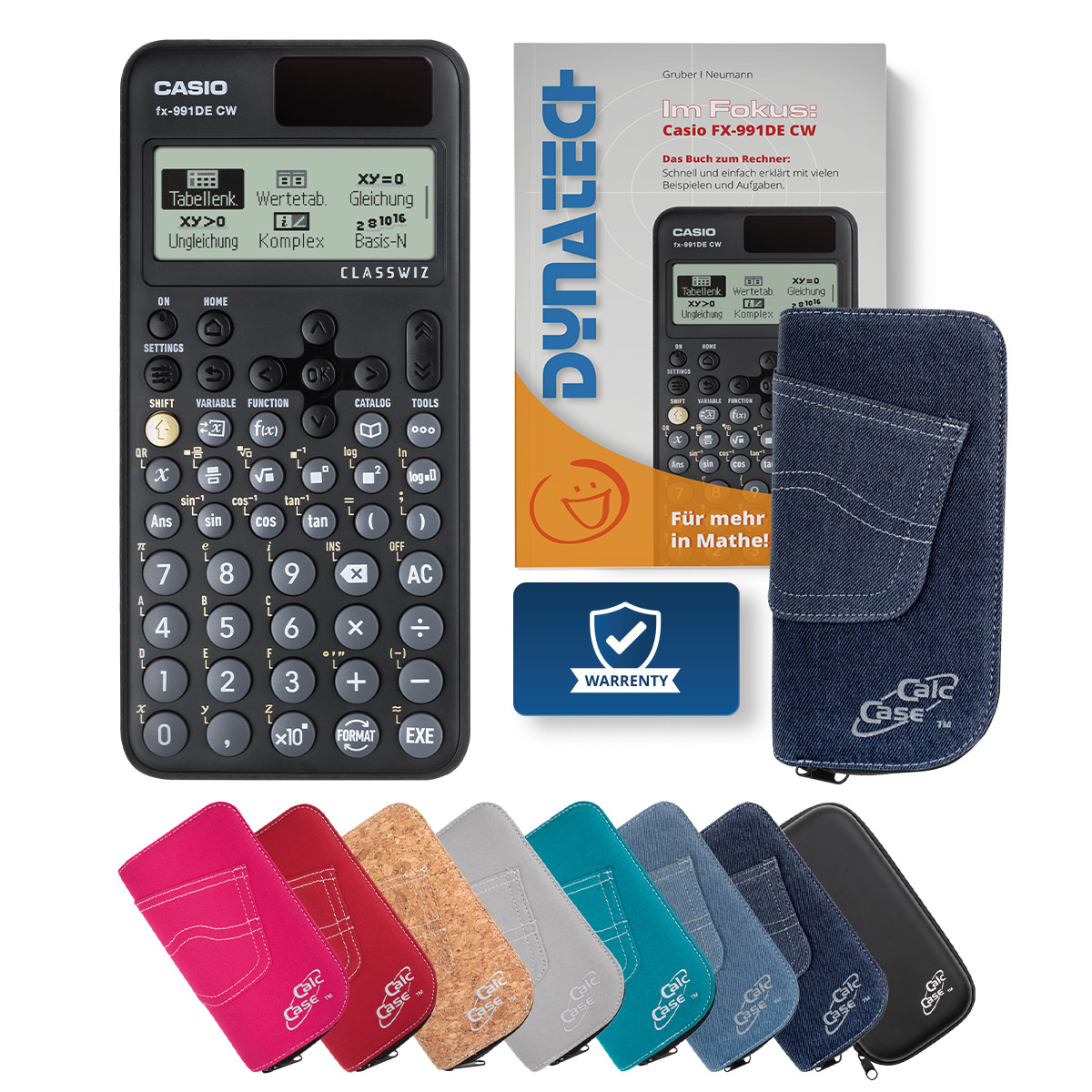 Casio FX-991 DE CW Schulrechner mit Schutztasche dunkelblau & Fachbuch 