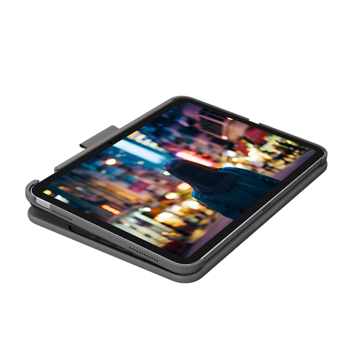 Logitech Slim Folio mit QWERTZ Tastatur Deutsch, Grau, Bluetooth, für iPad A16 & iPad 10. Generation