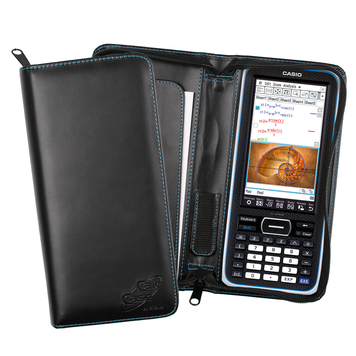 Casio FX-CP400 ClassPad II CAS Grafikrechner mit Tasche schwarz und Fachbuch 