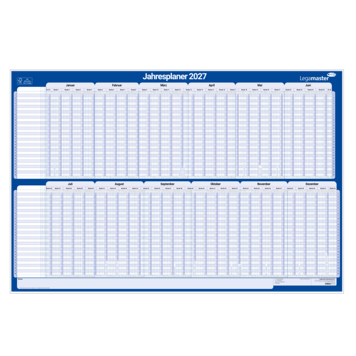 Legamaster aufgerollter Projektplaner 60x90cm DE 2027 