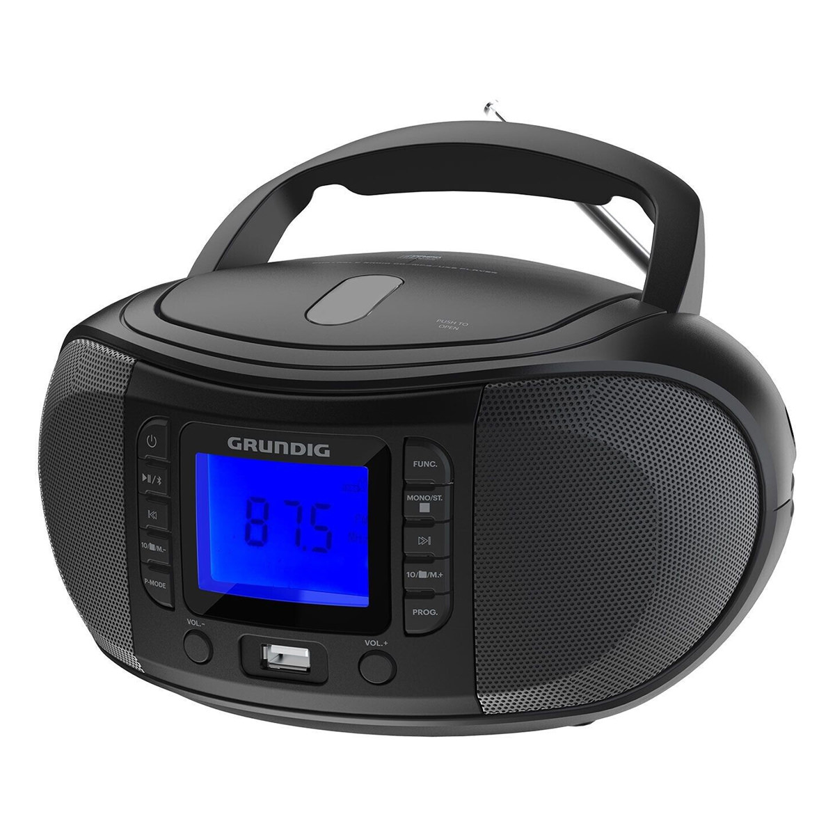 Grundig GRB 3500 tragbares CD-Radio schwarz, USB-Player, 2 Watt stereo, Ultra Bass System, Streaming, 20 Senderspeicher