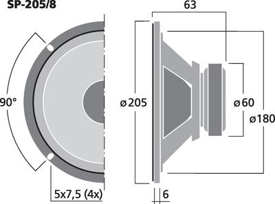 MONACOR SP-205/8 Universal-Breitbandlautsprecher, 8 W, 8 O