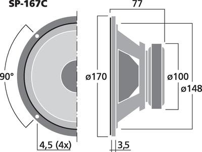 MONACOR SP-167C Car-Hi-Fi-Tiefmitteltöner, 50 W, 4 O
