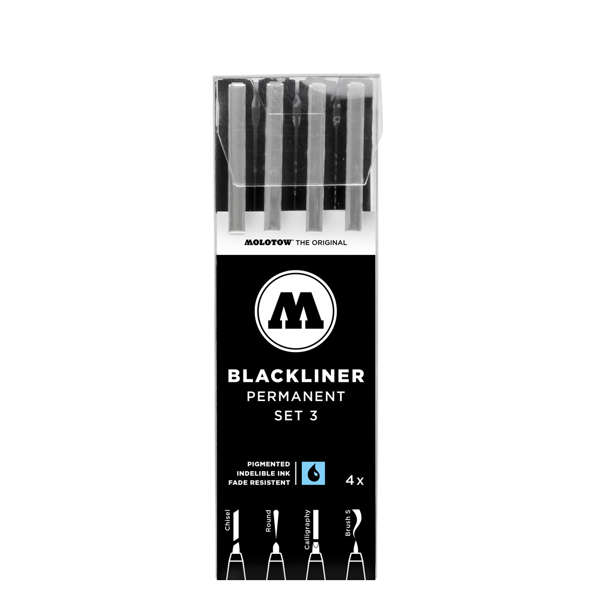 Molotow BLACKLINER Permanent Set 3 4er Etui, Spezialspitzen sortiert 
