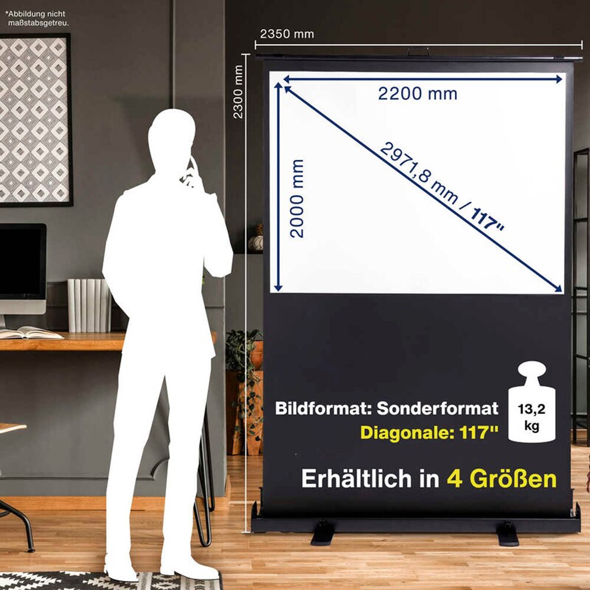 Magnetoplan mobile Pull-Up Bodenleinwand 1:1, 2,0 x 2,0m 