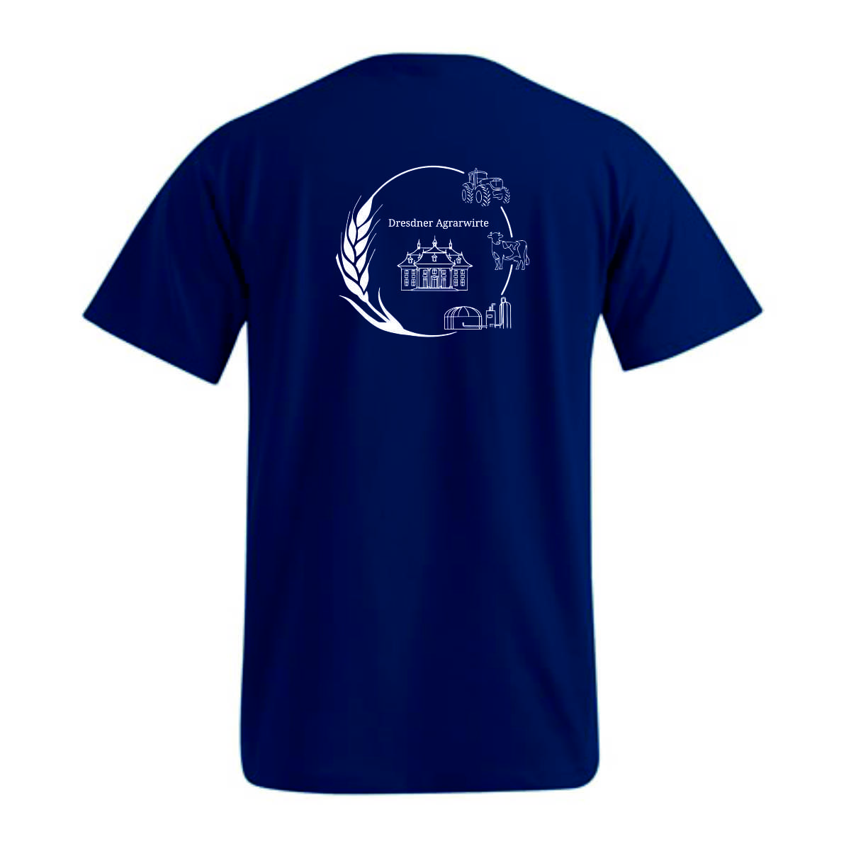 Premium T-Shirt Men navy, Größe M, Direktdruck weiß auf Brust rechts & Rücken mittig