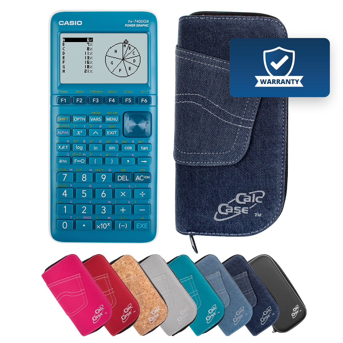 Casio FX-7400G III Grafikrechner und Schutztasche dunkelblau 