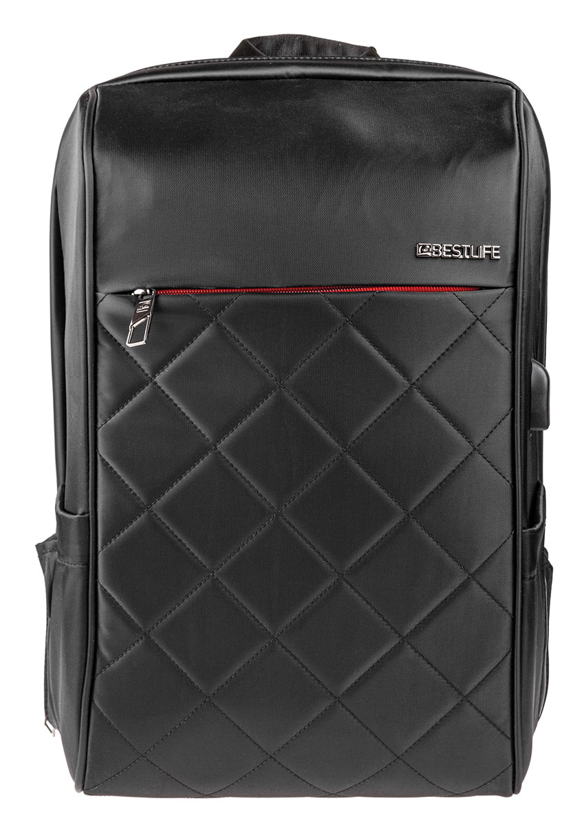 BestLife TravelSafe RUCKSACK schwarz Laptop Rucksack für 15,6" + USB Connector